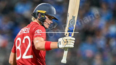 Jacob Bethell batting England vs India T20 World Cup semi final