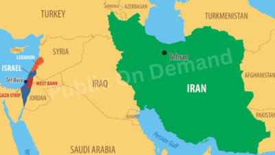 Middle East map highlighting Iran Israel Lebanon conflict region