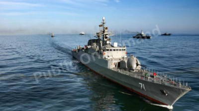 Iranian warship IRIS Dena returning from naval exercise